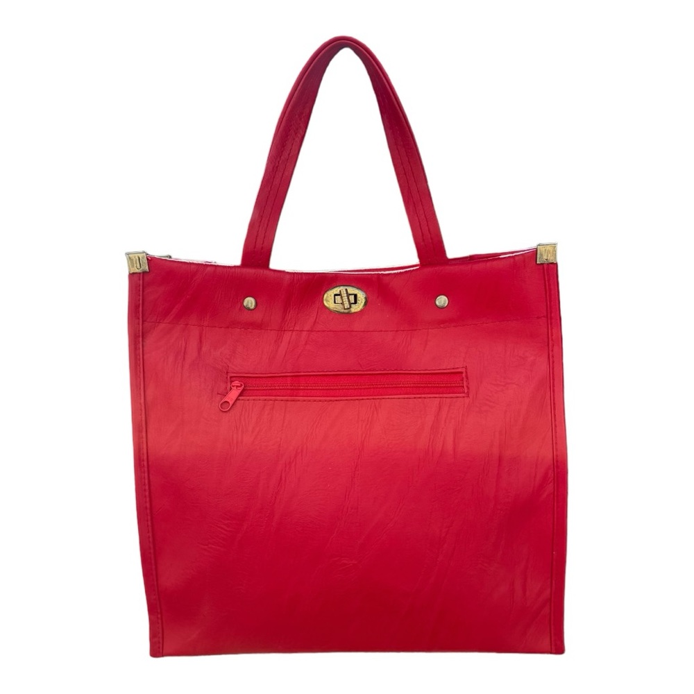 Vintage 1970’s New, Deadstock Lady’s Pride, Red Vinyl Mod Tote Handbag/Shopper